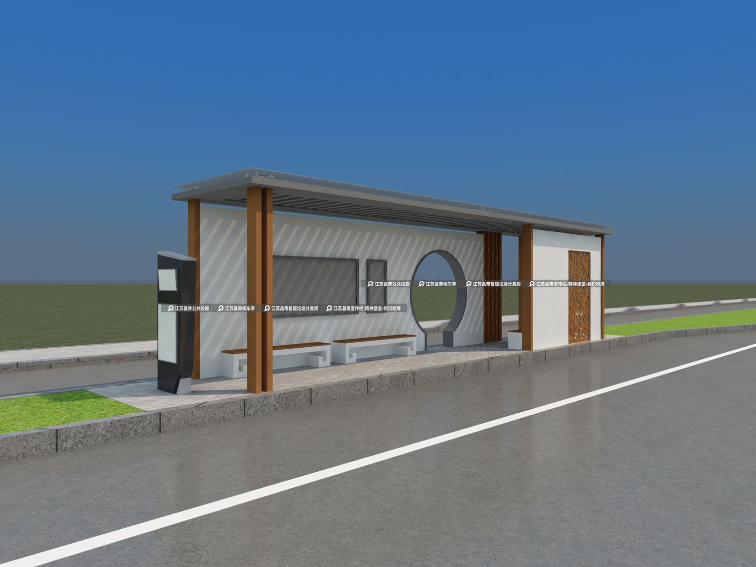 现代城市环境如何融入仿古田园风格公交候车